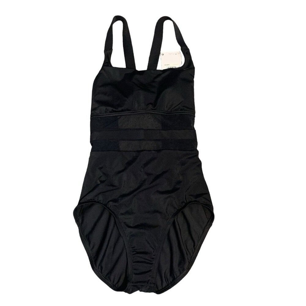 Speedo One Piece Black Women’s Swimsuit with Mesh Center Size Medium NWT
